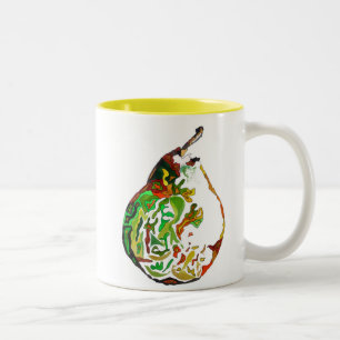 Pear fruit pop art watercolour illustration Two-Tone coffee mug