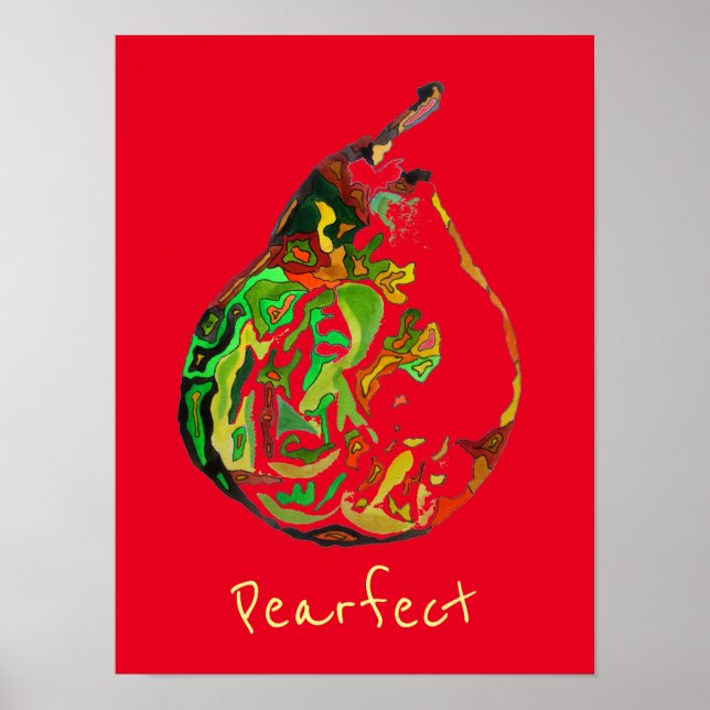 Pear fruit slogan pop art watercolour poster (Front)