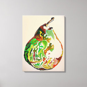 Pear fruit watercolour art illustration canvas print