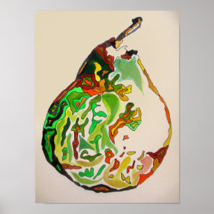 Pear fruit watercolour art illustration poster