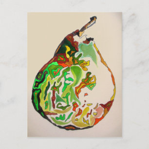 Pear fruit watercolour illustration postcard