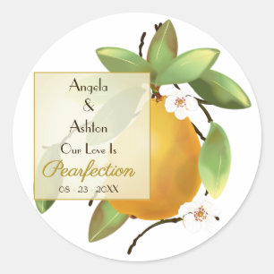 Pear Fruit Wedding  Classic Round Sticker
