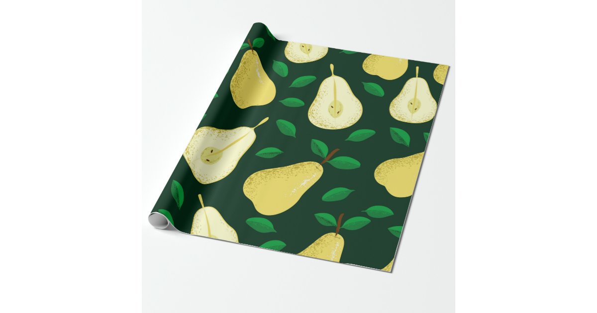 Pear fruits seamless pattern wrapping paper | Zazzle.co.uk