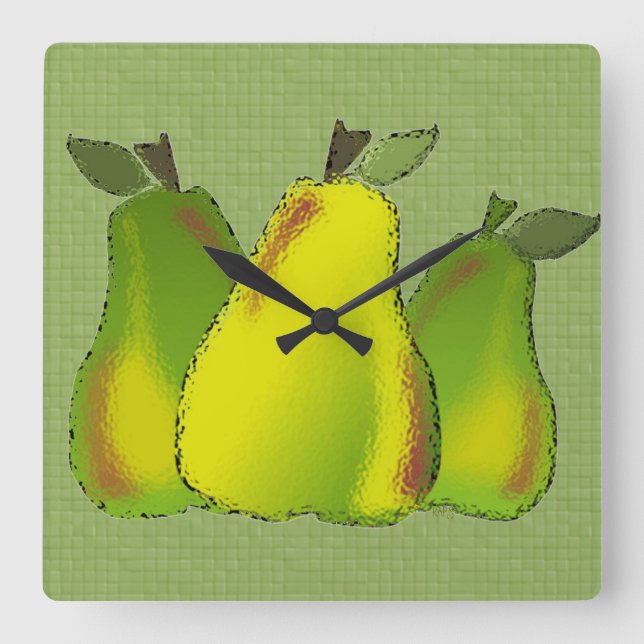 Pear (glass/tile) Wall Clock (Front)