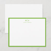 Pear Green Classic Border Monogram Correspondence 