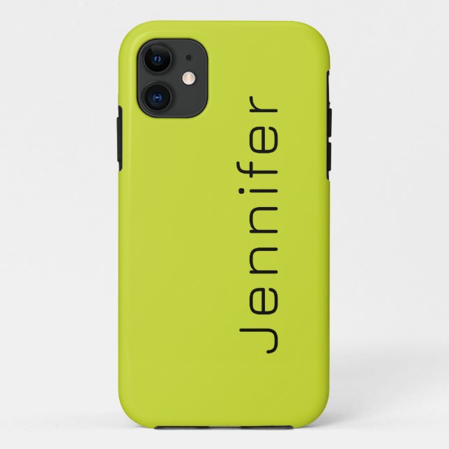 Pear Green Solid Colour | Minimalist Name Case-Mate iPhone Case (Back)