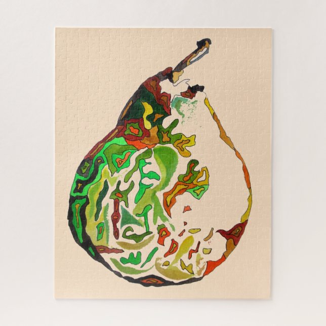 Pear illustration art funky colourful challenging jigsaw puzzle (Vertical)