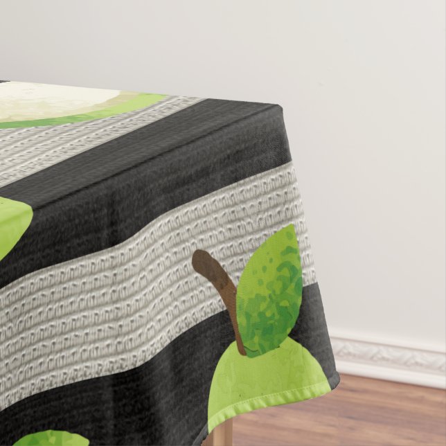 Pear Modern Black & White Stripes Tablecloth (In Situ)