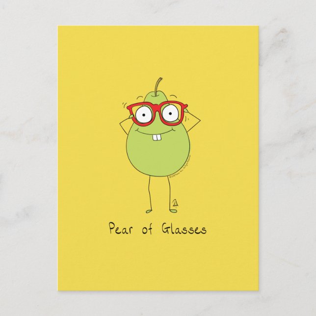 Pear of Glasses Cute & Funny Postcard (Front)