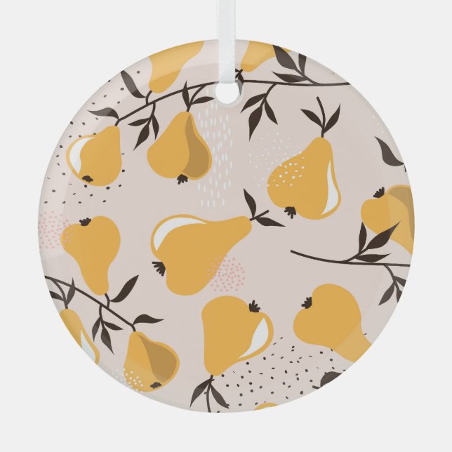 Pear Paradise: Colourful Overlaps Glass Tree Decoration (Front)