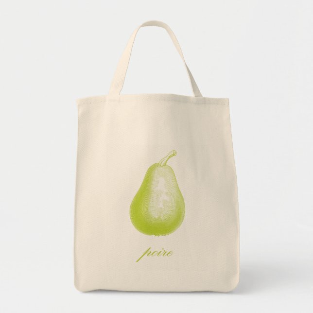 Pear (Poire) Organic Grocery Tote Bag (Front)