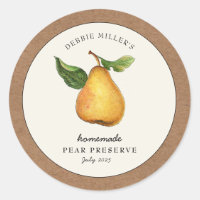 Pear Preserve with Kraft paper border Food Label