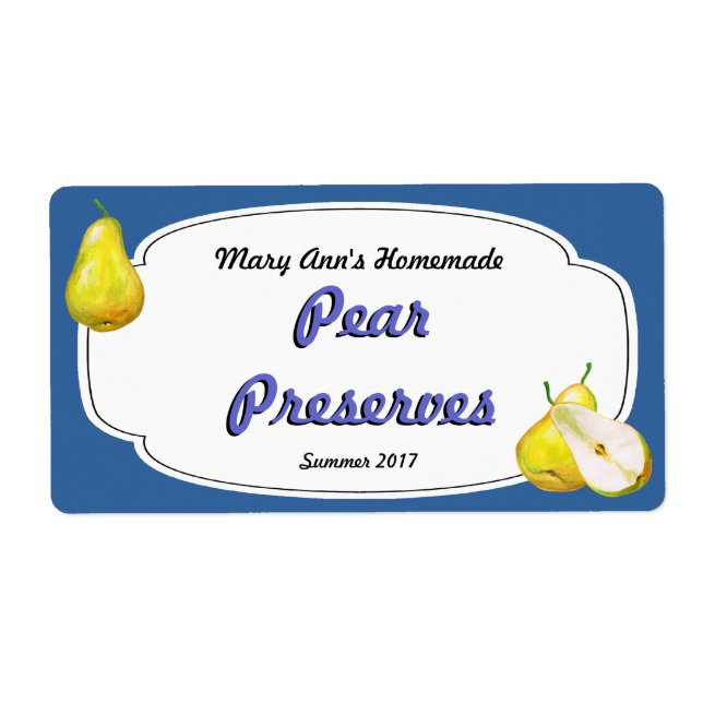 Pear Preserves Canning Labels (Front)