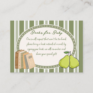 Pear sage green retro baby shower book request enclosure card