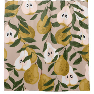 Pear seamless pattern. Beautiful elegant Vintage p Shower Curtain