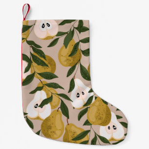 Pear seamless pattern. Beautiful elegant Vintage p Small Christmas Stocking