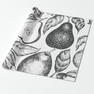 Pear seamless pattern. Hand drawn vintage garden f Wrapping Paper