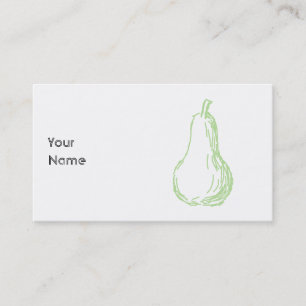 Pear Sketch. Line drawing in light green. Business Card
