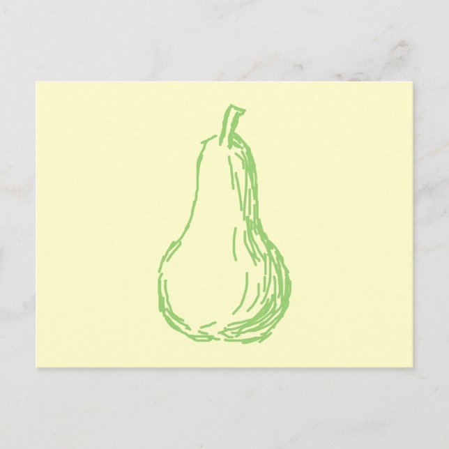 Pear Sketch. Line illustration in green. Postcard (Front)