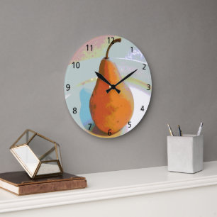 Pear Still Life Large Clock