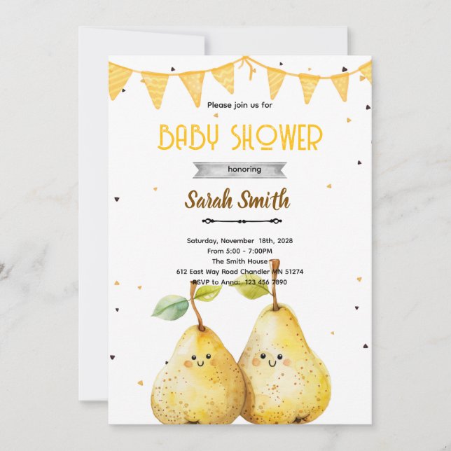 Pear theme party invitation (Front)