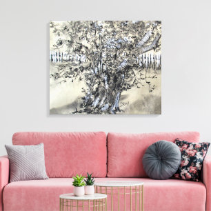 Pear Tree and Pickets / Artist Larry Lerew Canvas Print