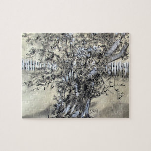 Pear Tree and Pickets / Artist Larry Lerew Jigsaw Puzzle