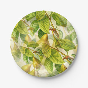 Pear Tree Branches & Pears Pattern Paper Plate