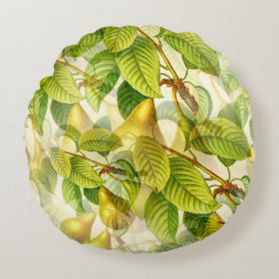 Pear Tree Branches & Pears Pattern  Round Cushion