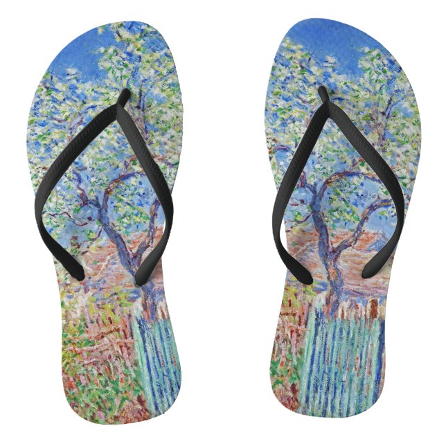 Pear Tree in Flower - Claude Monet Flip Flops (Footbed)