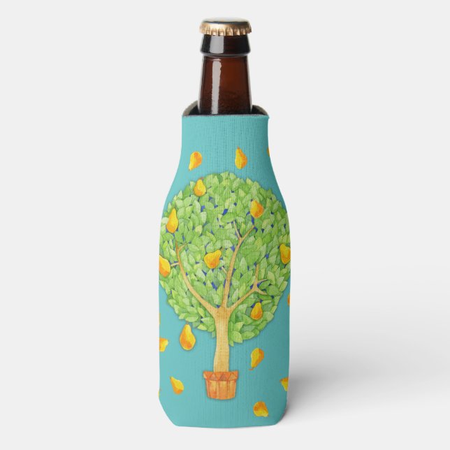 Pear Tree Pears teal Bottle Cooler (Bottle Front)