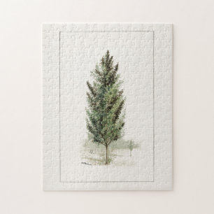 Pear Tree (Pyrus communis) Watercolor Painting Jigsaw Puzzle