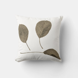 Pear Tree Sepia Leaf Texture Cushion Throw Pillow
