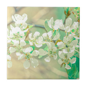 Pear Tree Spring Positive Vibes Leaves Flowers Tile