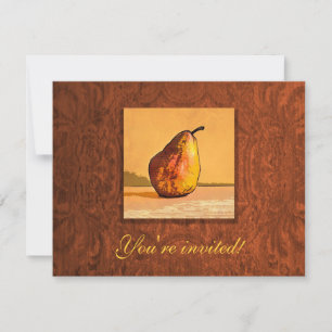 Pear Watercolor Engraving Art Reunion Invitations