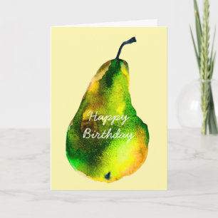 Pear watercolor green fruit card