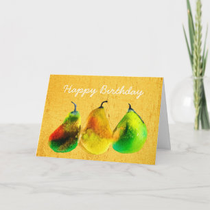Pear watercolor green fruit card