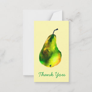Pear watercolor green fruit card