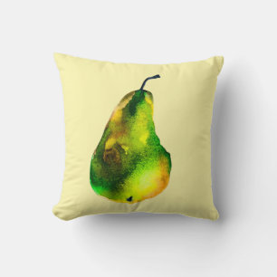 Pear watercolor green fruit cushion