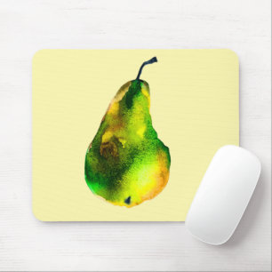 Pear watercolor green fruit mouse mat