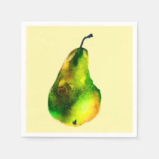 Pear watercolor green fruit napkin