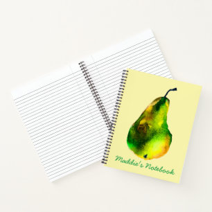Pear watercolor green fruit notebook