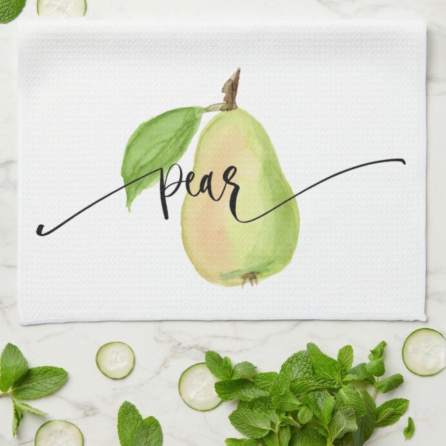 Pear Watercolor Kitchen Towel (Folded)