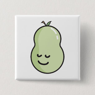 Pear with a smile 15 cm square badge