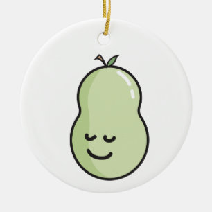 Pear with a smile ceramic tree decoration