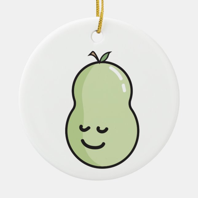 Pear with a smile ceramic tree decoration (Front)