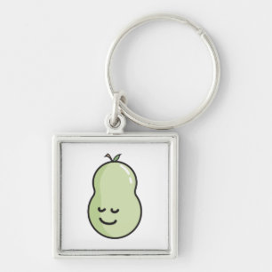 Pear with a smile key ring