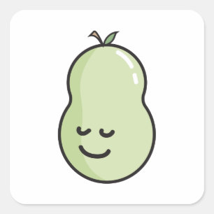 Pear with a smile square sticker