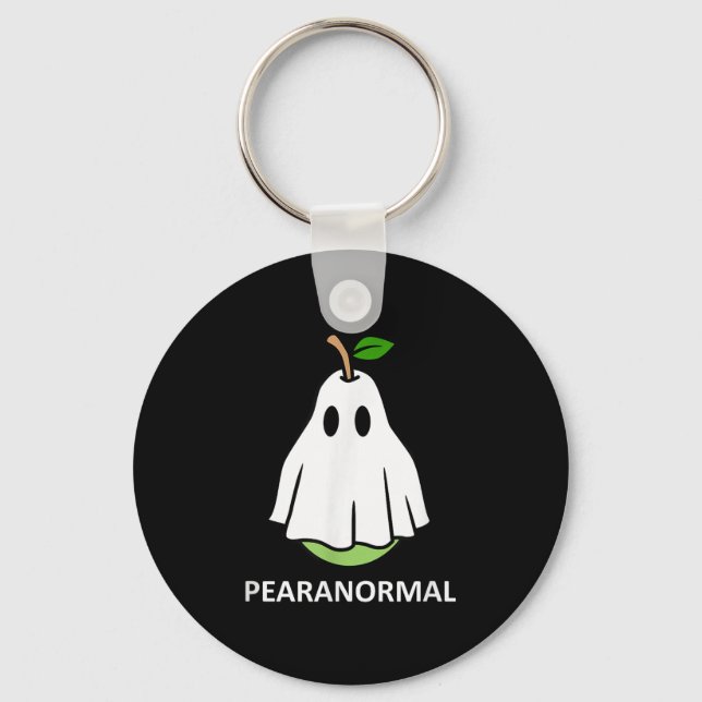 Pearanormal Cute Ghost Pear Halloween Costume Funn Key Ring (Front)