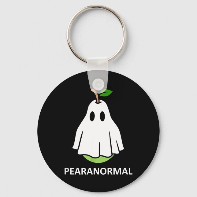Pearanormal Cute Ghost Pear Halloween Costume Key Ring (Front)